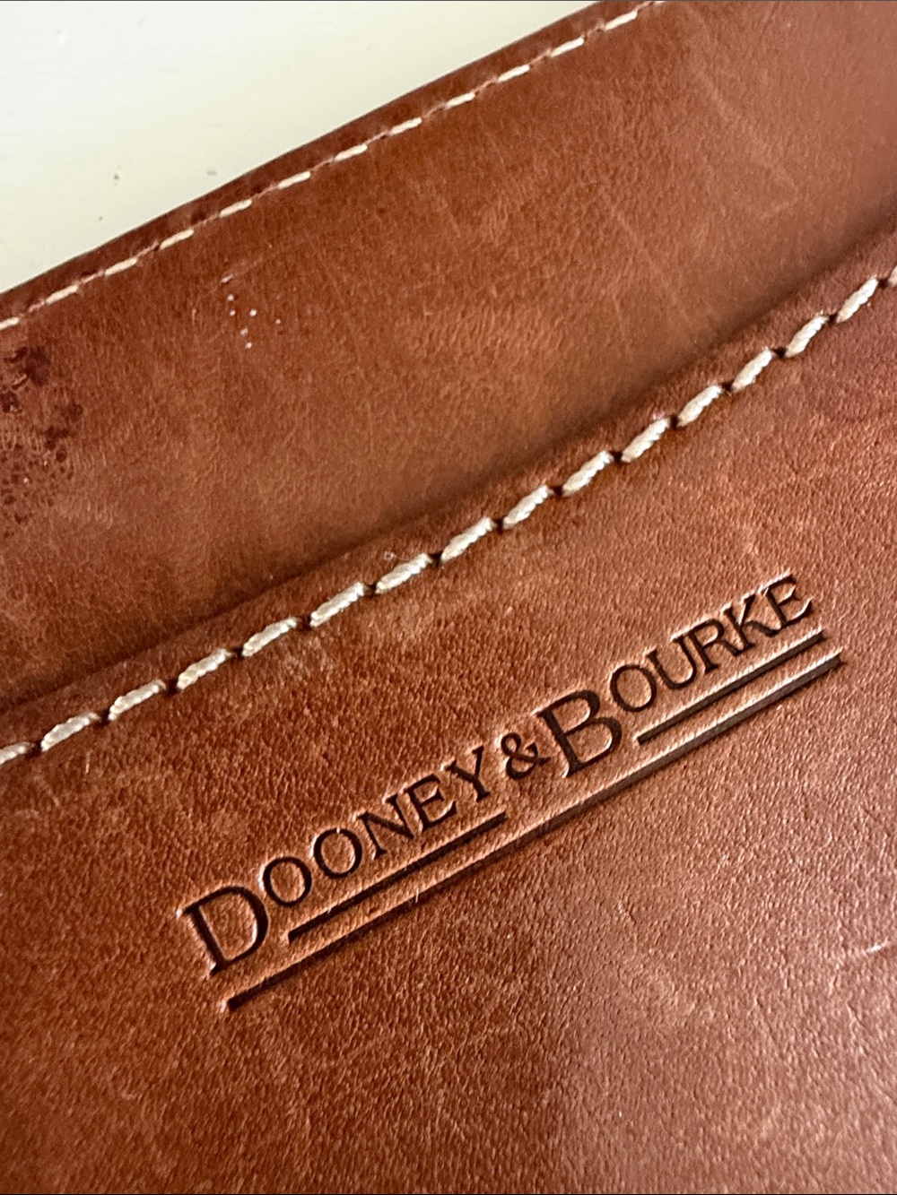 Dooney & Bourke Chestnut Brown Leather Card & Key Sleeve - Picture 2 of 4